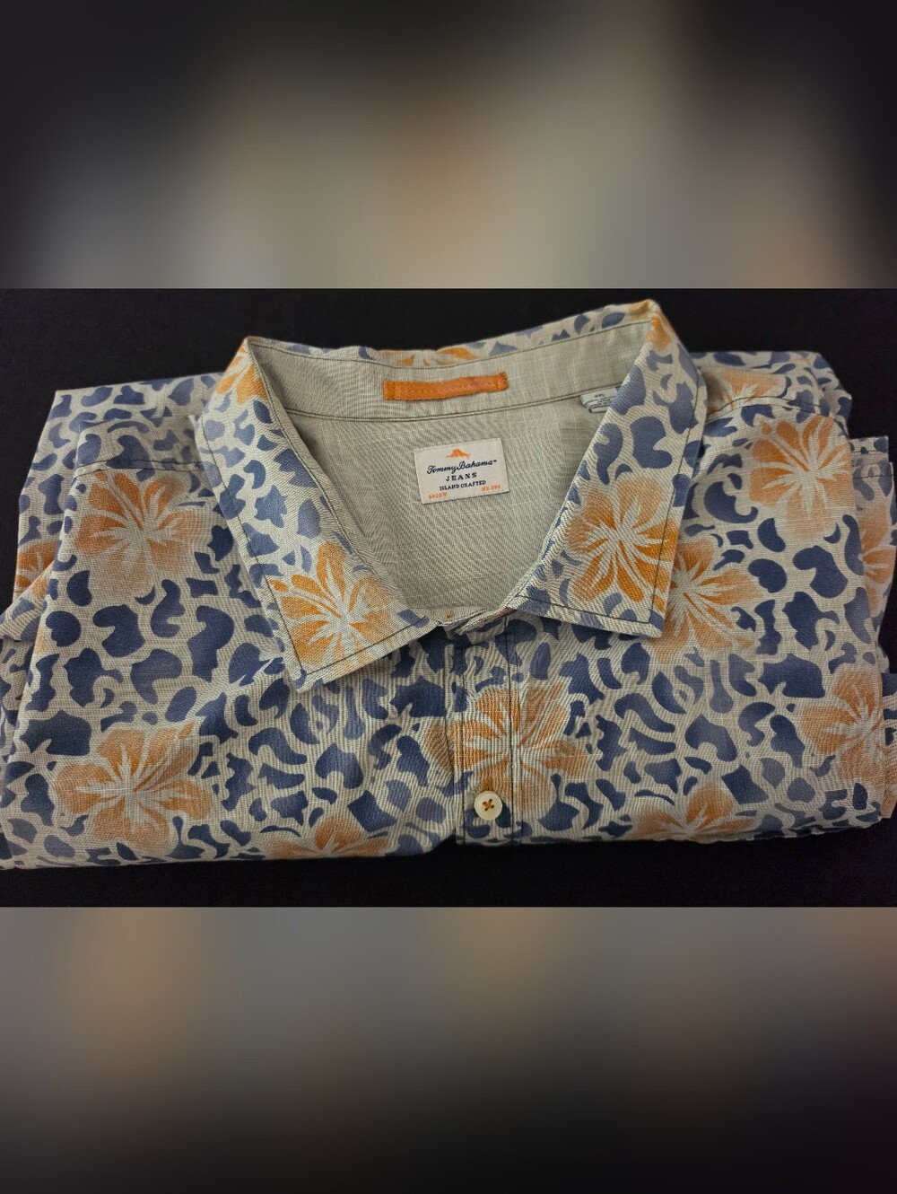Tommy Bahama Blue and Orange Floral Casual Button-Down Shirt